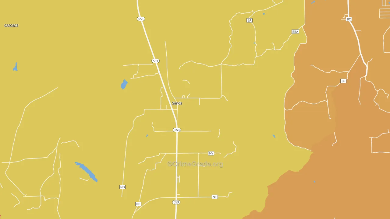 Sands, MI Map of Burglary Rates