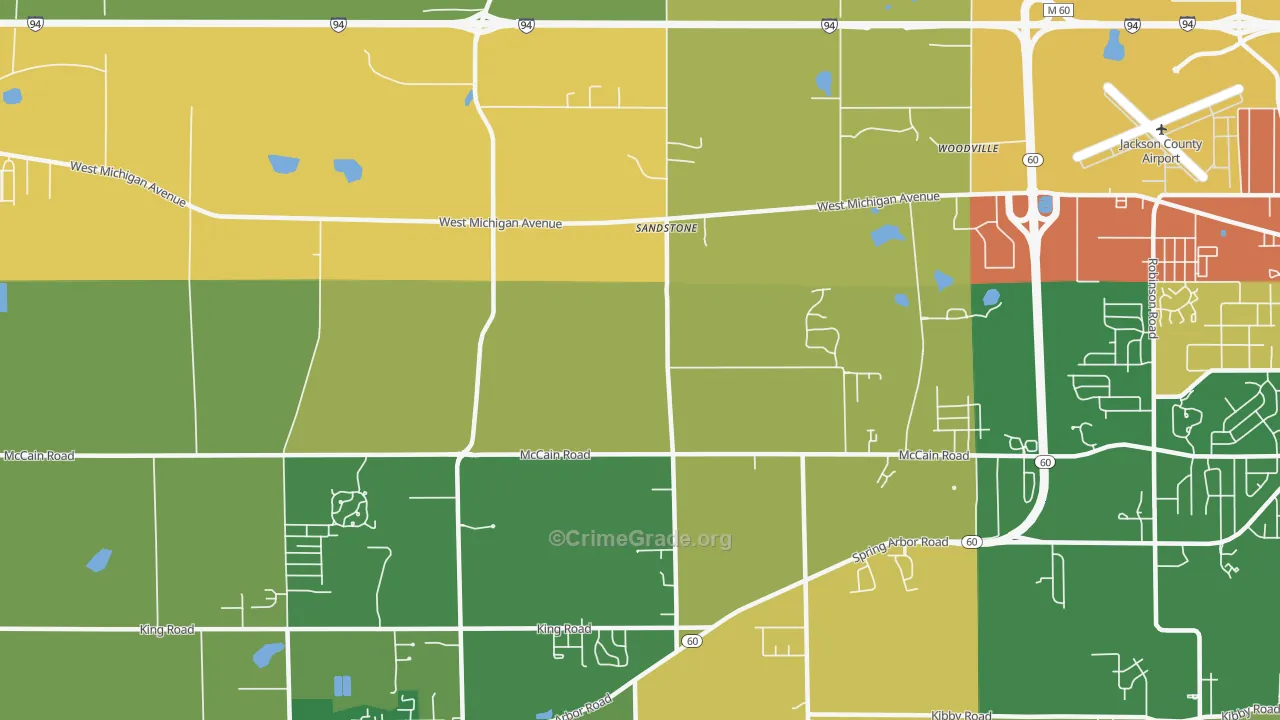 Sandstone, MI Map of Burglary Rates