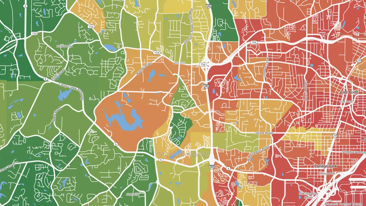 Sandtown-Southeastern Atlanta, Atlanta, GA Map of Burglary Rates
