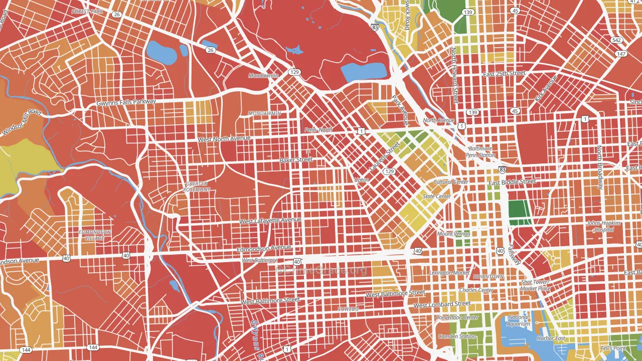 Sandtown-Winchester, Baltimore, MD Map of Burglary Rates