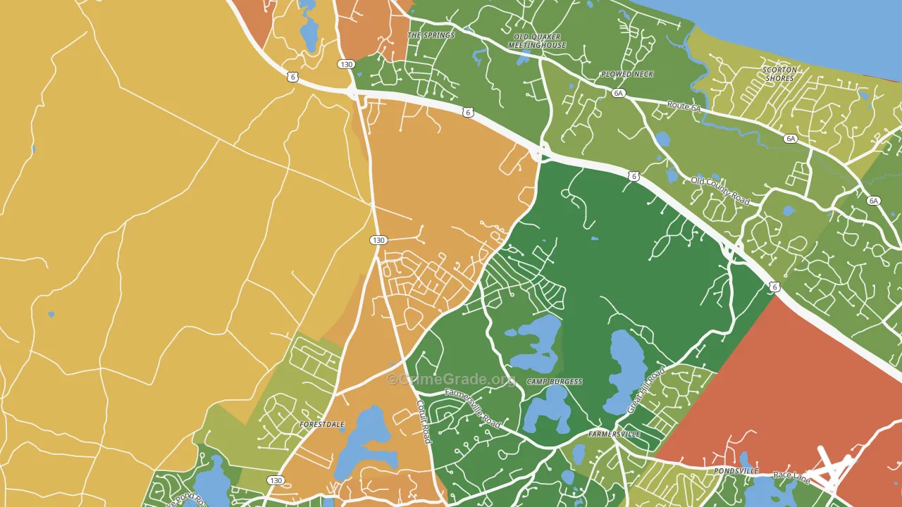 Sandwich, MA Map of Burglary Rates