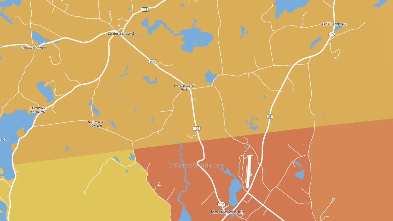 Sandwich, NH Map of Burglary Rates