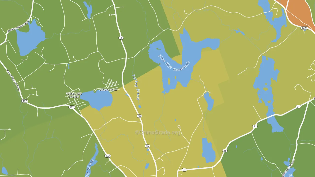 Sandy Beach, MA Map of Burglary Rates