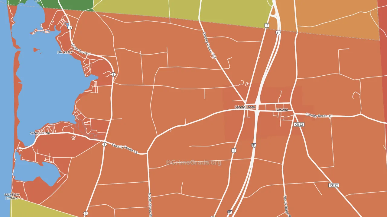 Sandy Creek, NY Map of Burglary Rates