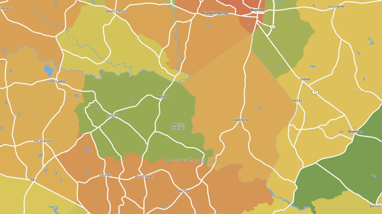 Sandy Cross, GA Map of Burglary Rates