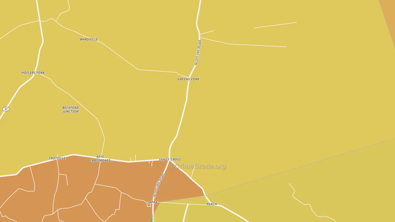Sandy Cross, NC Map of Burglary Rates