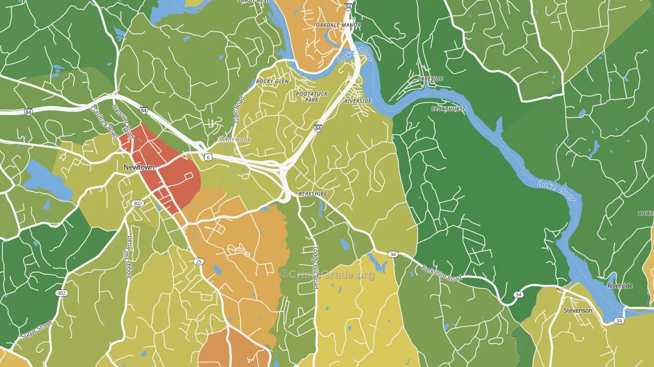 Sandy Hook, CT Map of Burglary Rates
