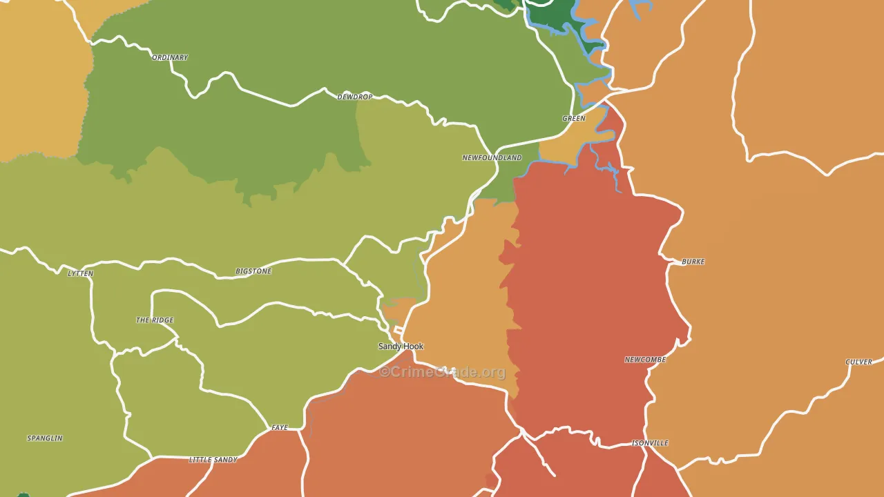 Sandy Hook, KY Map of Burglary Rates