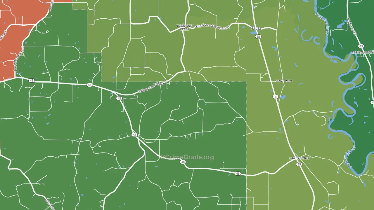 Sandy Hook, MS Map of Burglary Rates