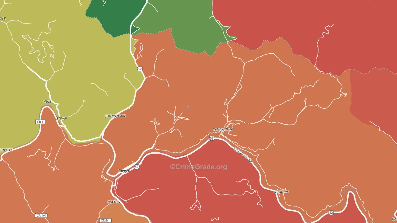 Sandy Huff, WV Map of Burglary Rates