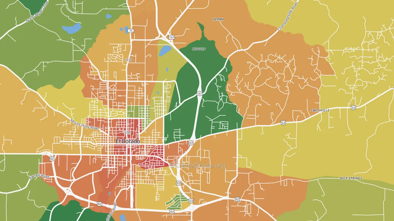 Sandy Land, AR Map of Burglary Rates
