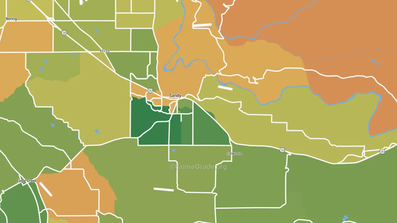 Sandy, OR Map of Burglary Rates