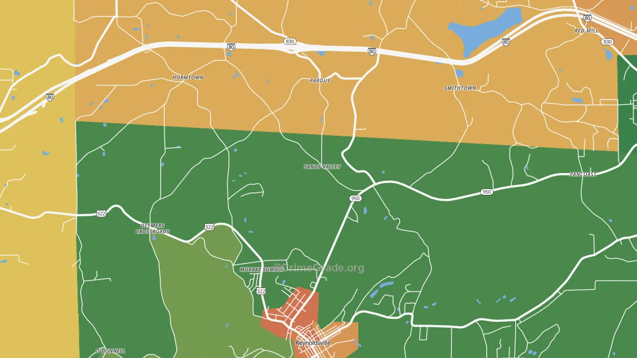Sandy Valley, PA Map of Burglary Rates