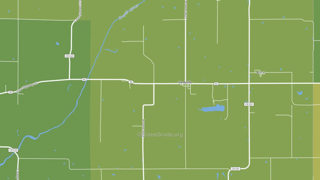 Sandyville, IA Map of Burglary Rates