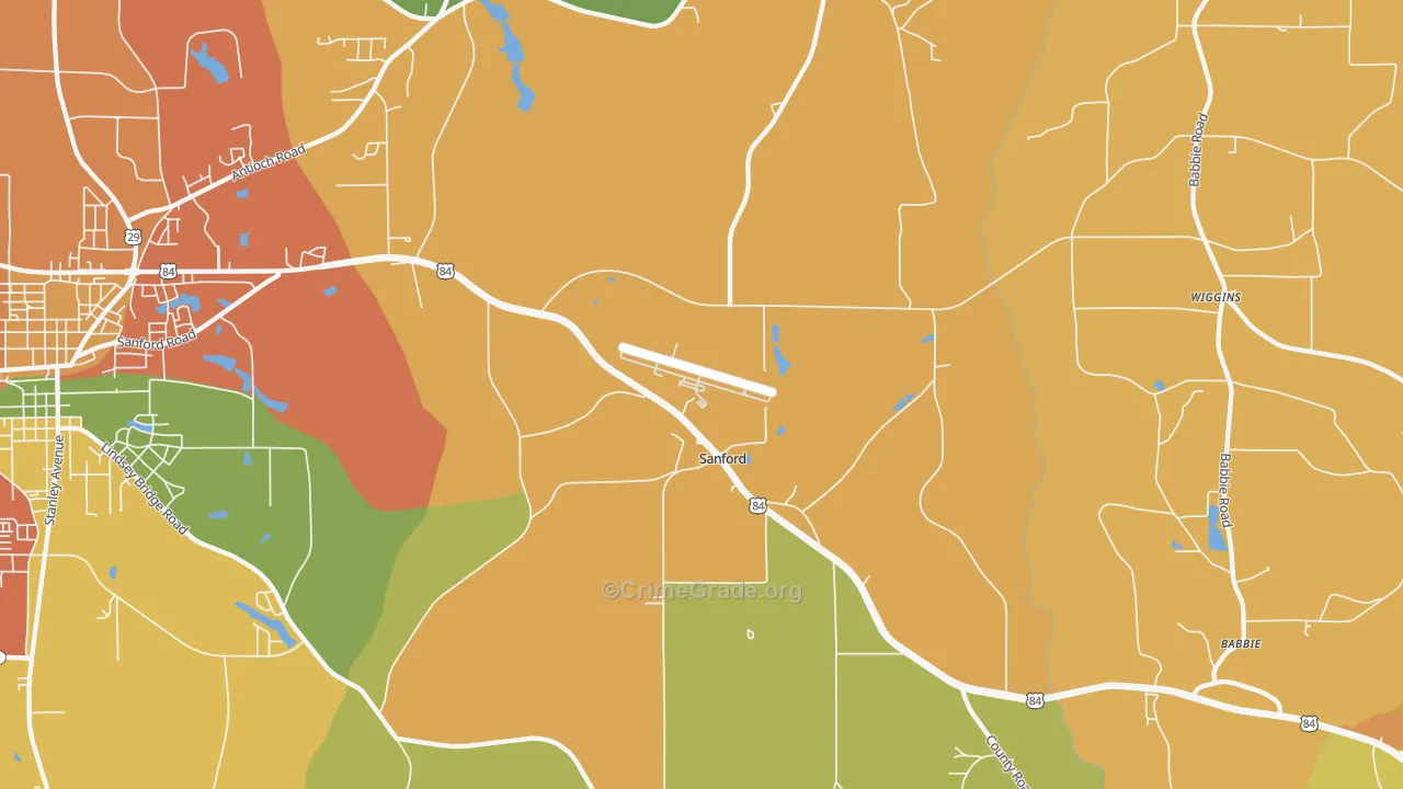 Sanford, AL Map of Burglary Rates