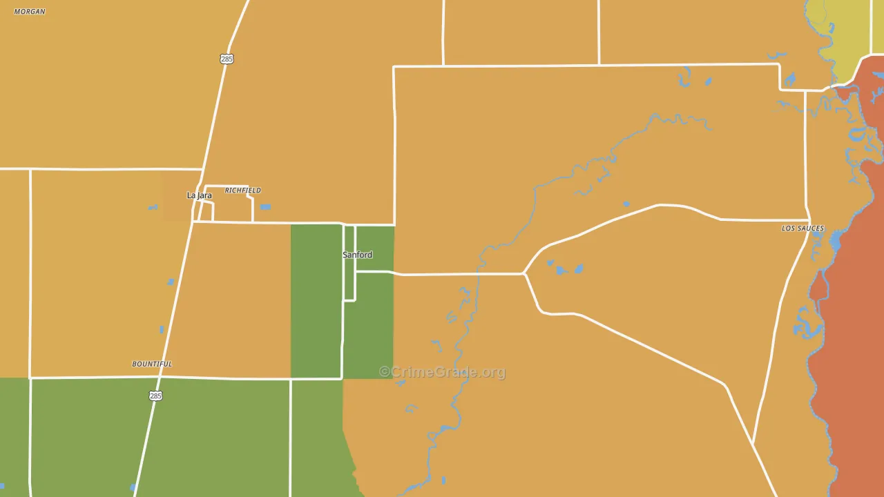 Sanford, CO Map of Burglary Rates