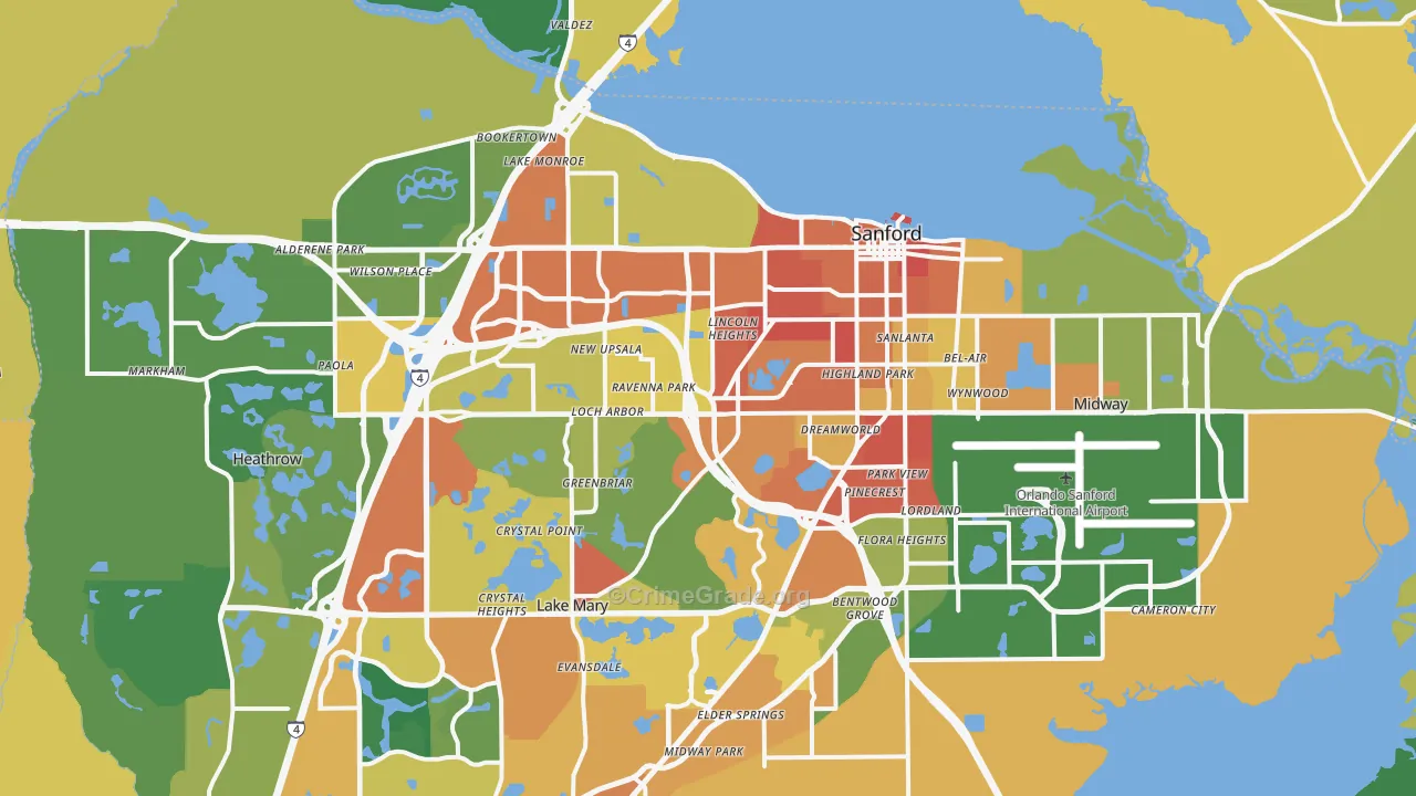 Sanford, FL Map of Burglary Rates