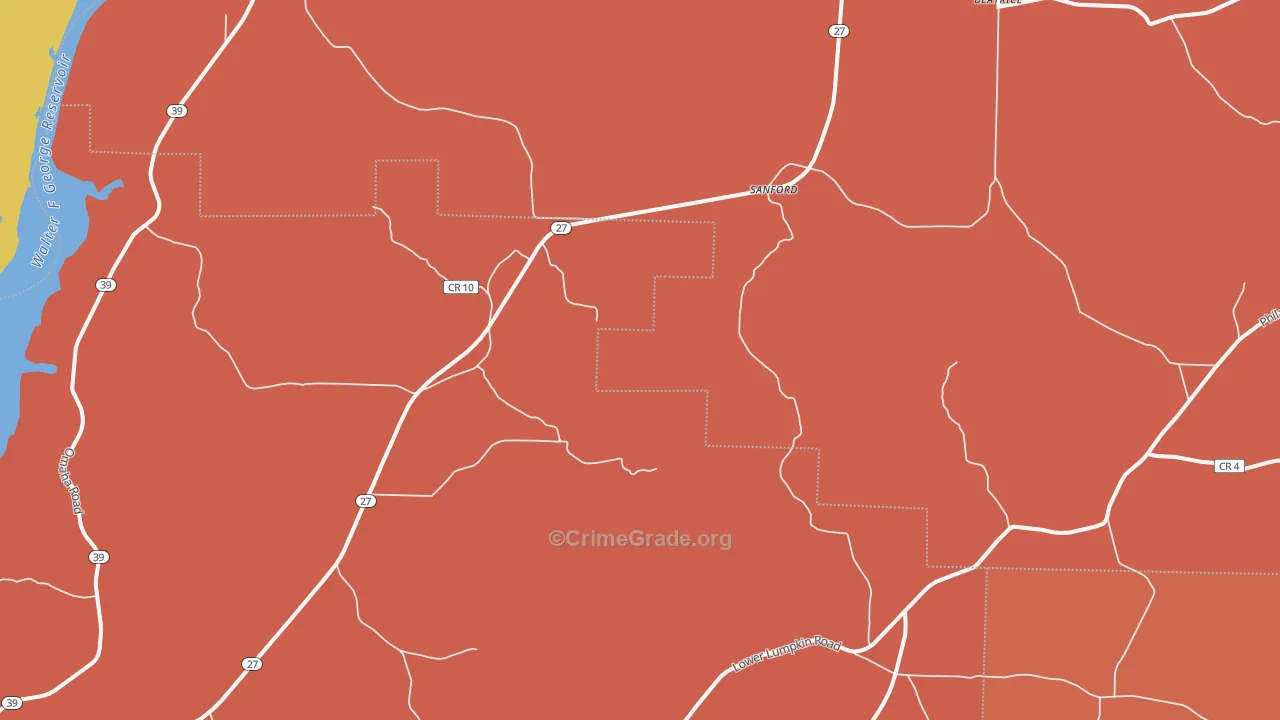 Sanford, GA Map of Burglary Rates