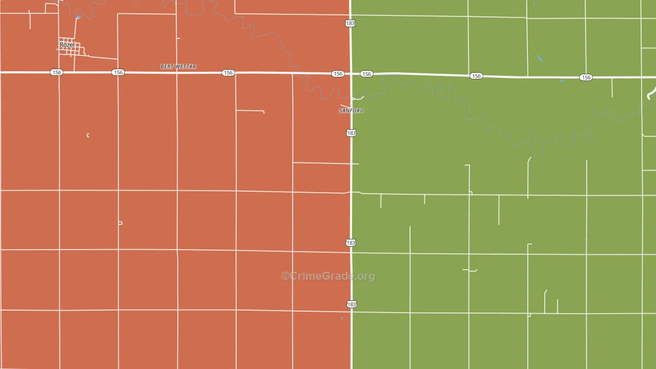 Sanford, KS Map of Burglary Rates