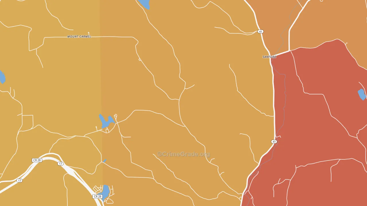 Sanford, NY Map of Burglary Rates