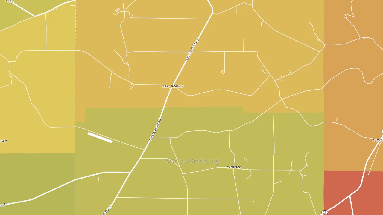 Sanford, PA Map of Burglary Rates