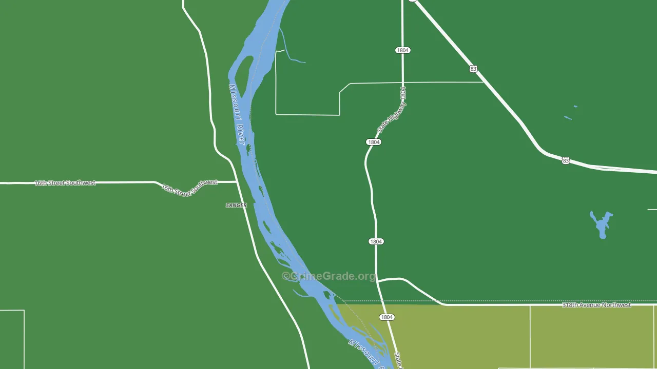 Sanger, ND Map of Burglary Rates