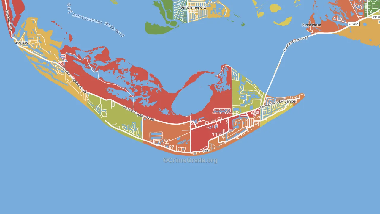 Sanibel, FL Map of Burglary Rates