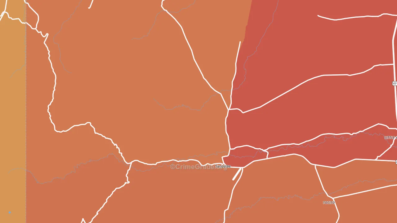 Sanostee, NM Map of Burglary Rates