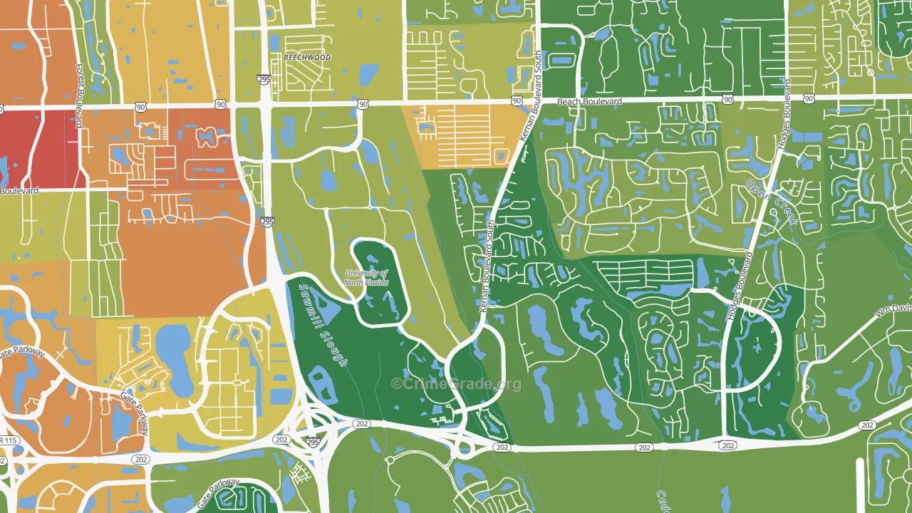 Sans Pareil, Jacksonville, FL Map of Burglary Rates