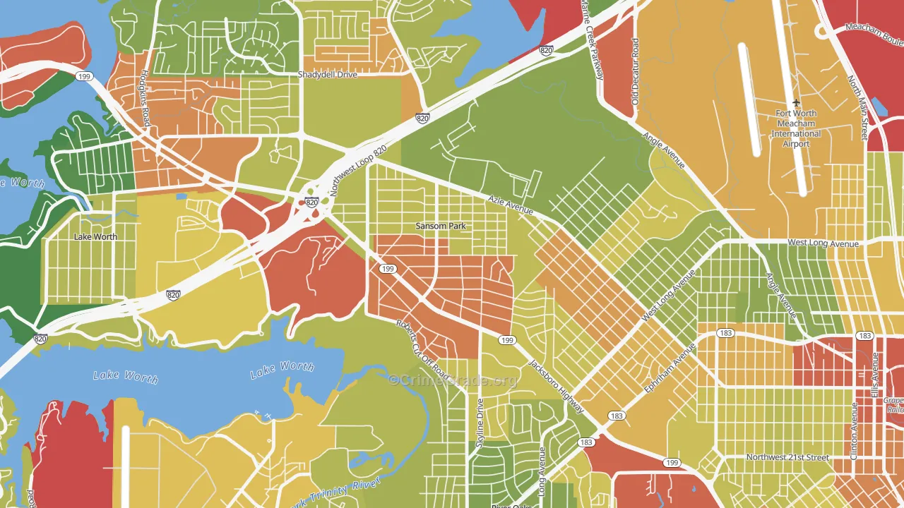 Sansom Park, TX Map of Burglary Rates