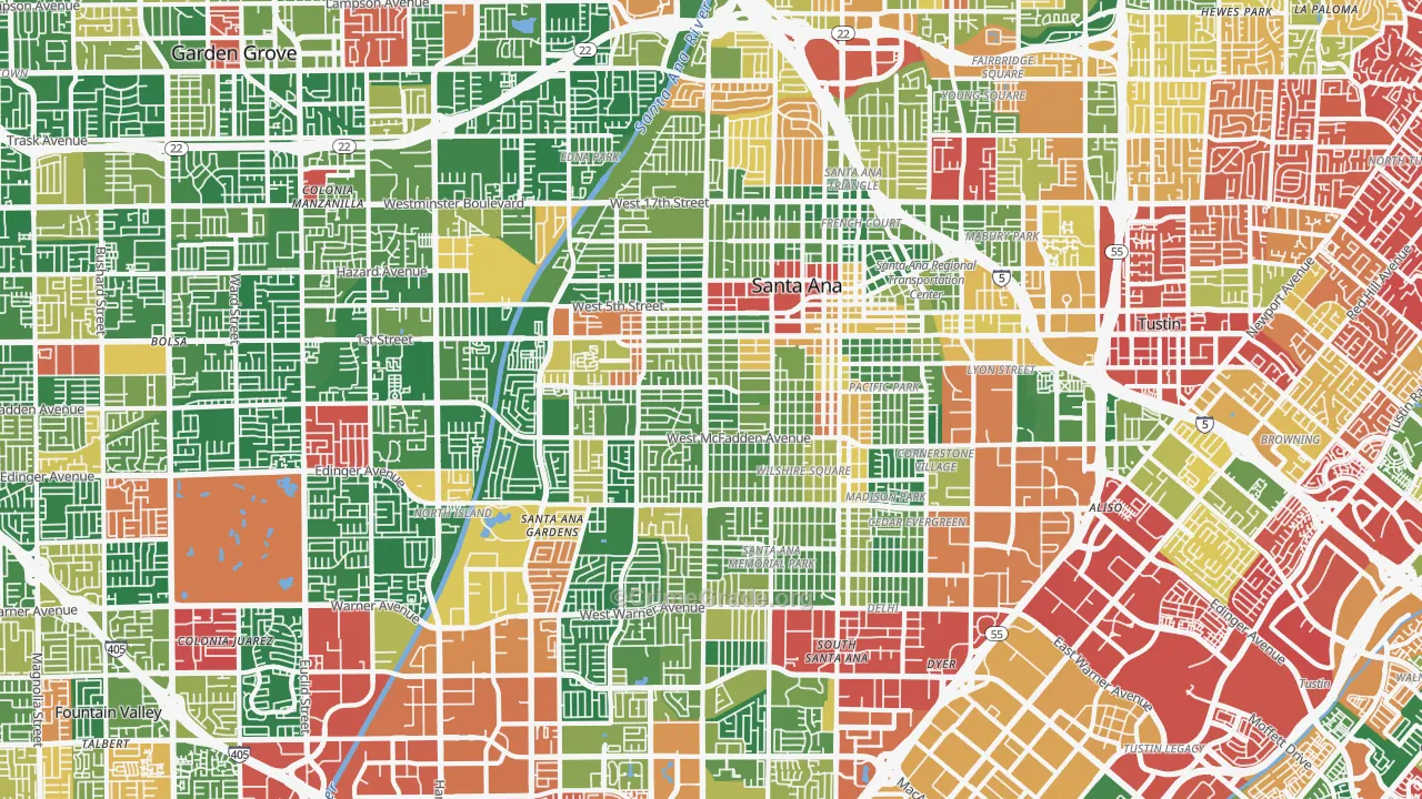 Santa Ana, CA Map of Burglary Rates