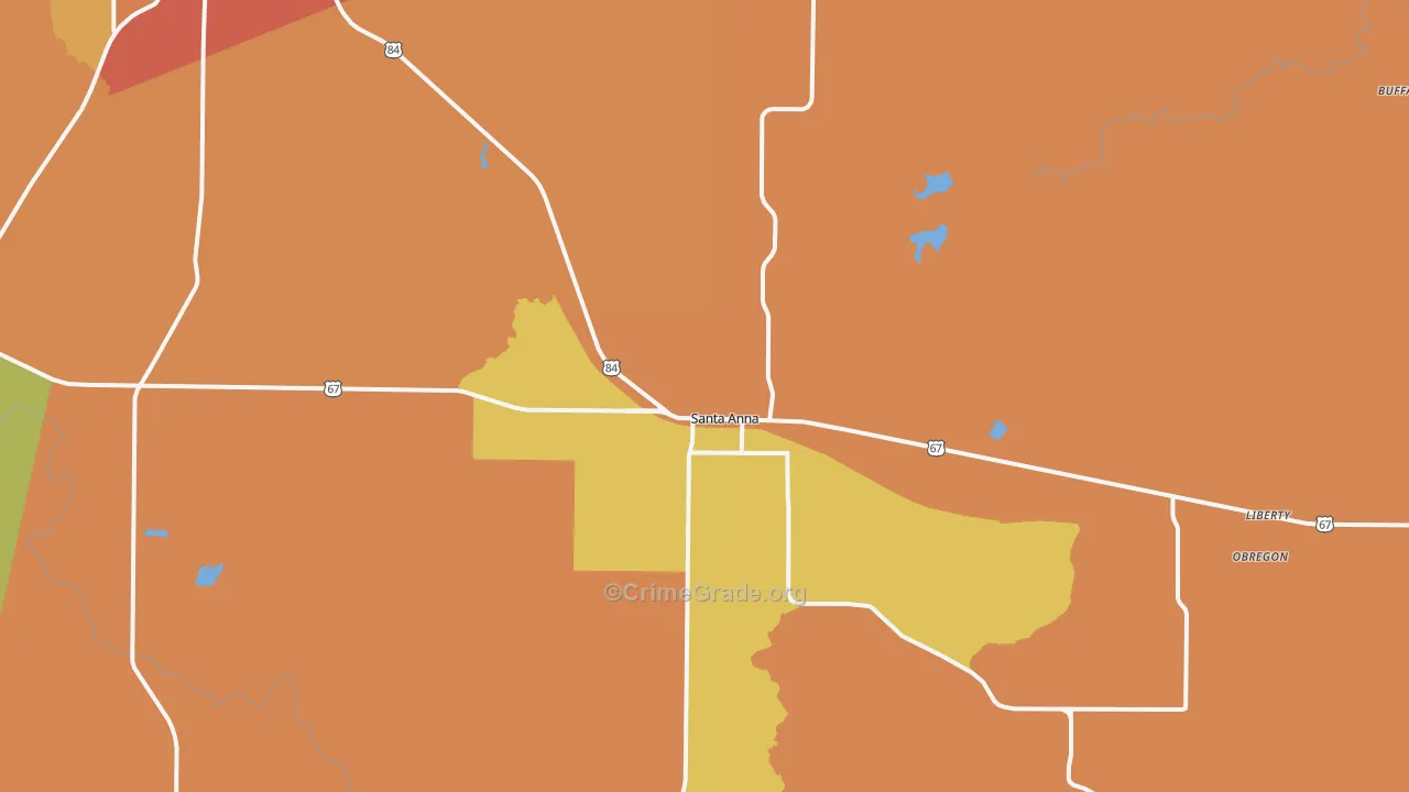 Santa Anna, TX Map of Burglary Rates