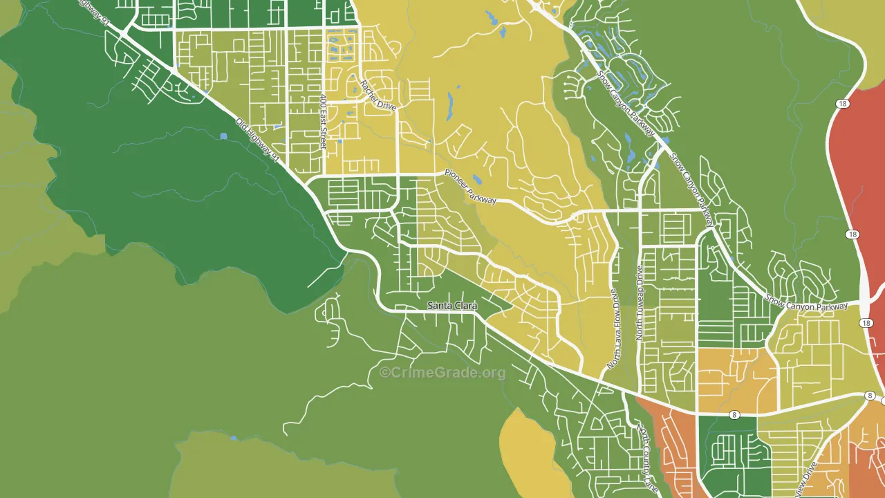 Santa Clara Heights, Santa Clara, UT Map of Burglary Rates