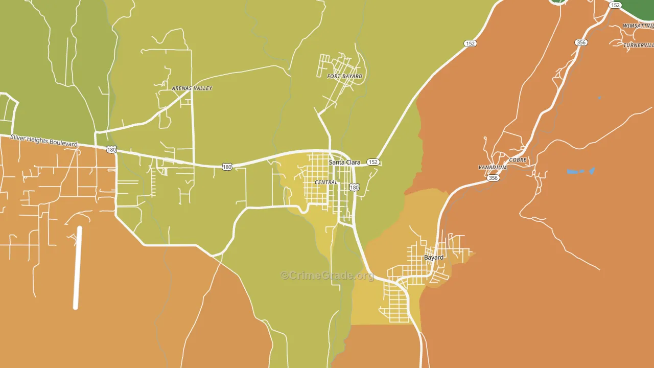 Santa Clara, NM Map of Burglary Rates