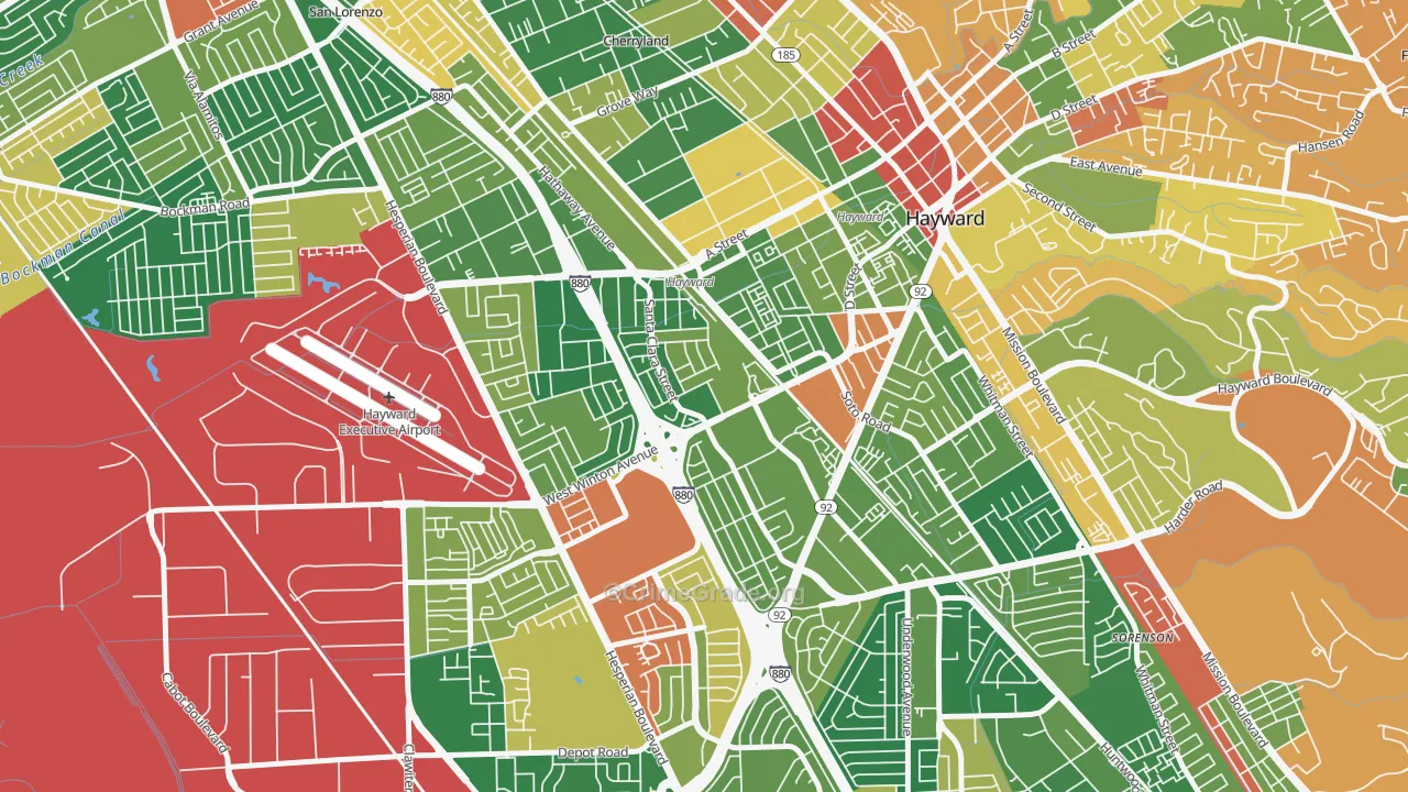 Santa Clara Street, Hayward, CA Map of Burglary Rates