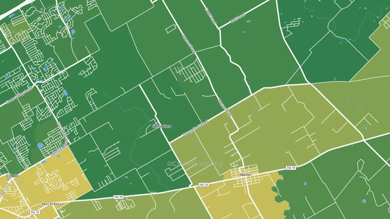 Santa Clara, TX Map of Burglary Rates