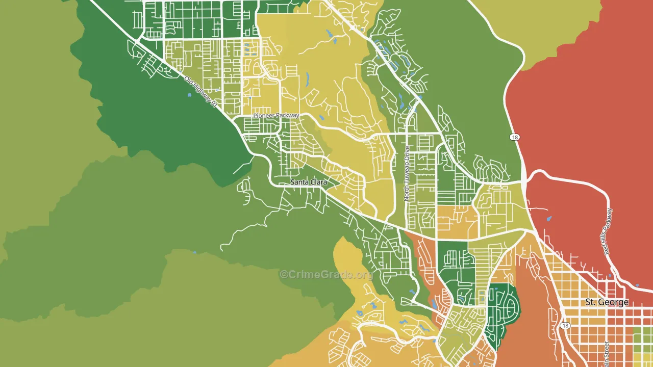 Santa Clara, UT Map of Burglary Rates