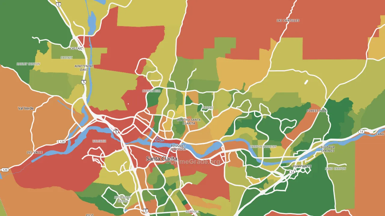 Santa Clarita, CA Map of Burglary Rates