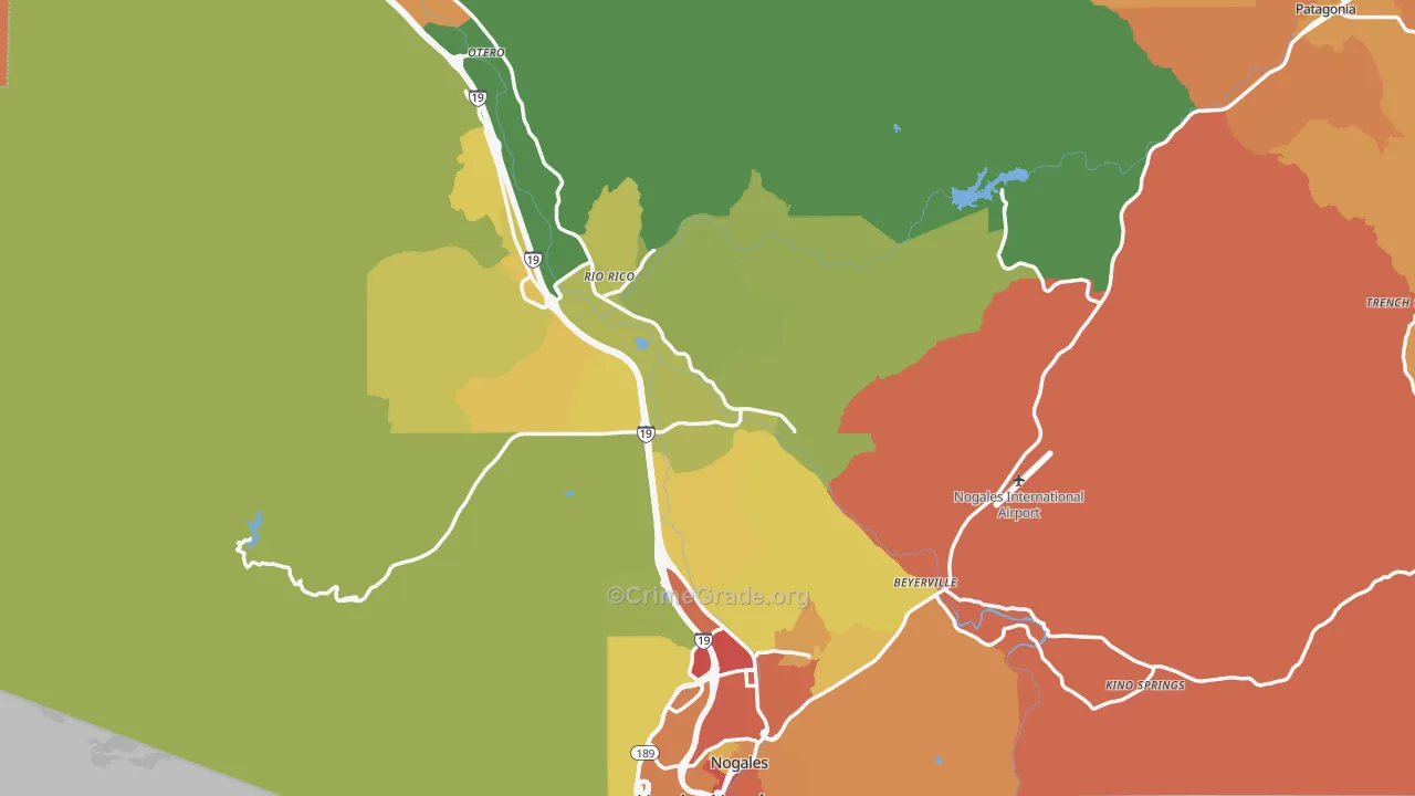 Santa Cruz County, AZ Map of Burglary Rates