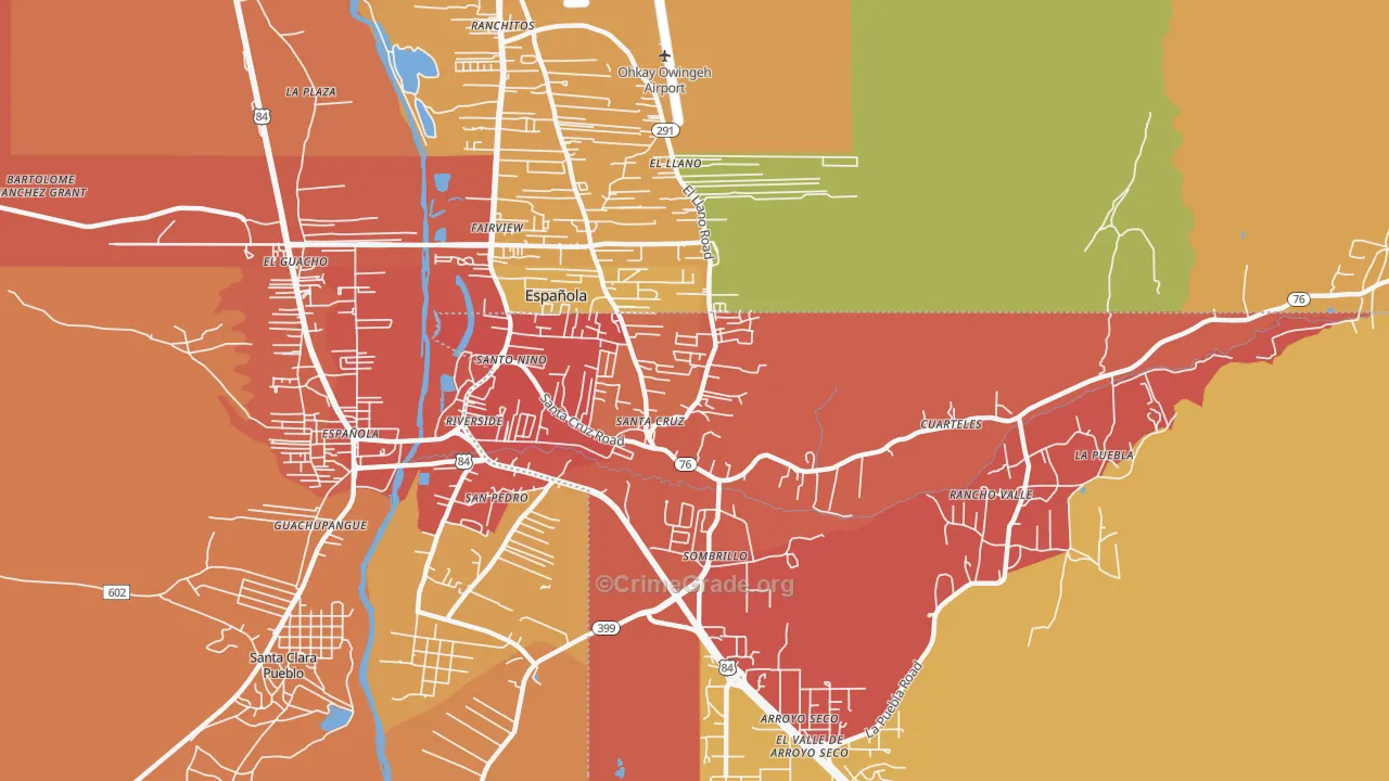 Santa Cruz, NM Map of Burglary Rates