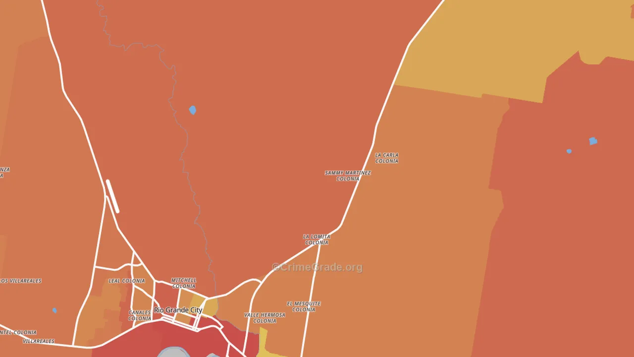 Santa Cruz, TX Map of Burglary Rates