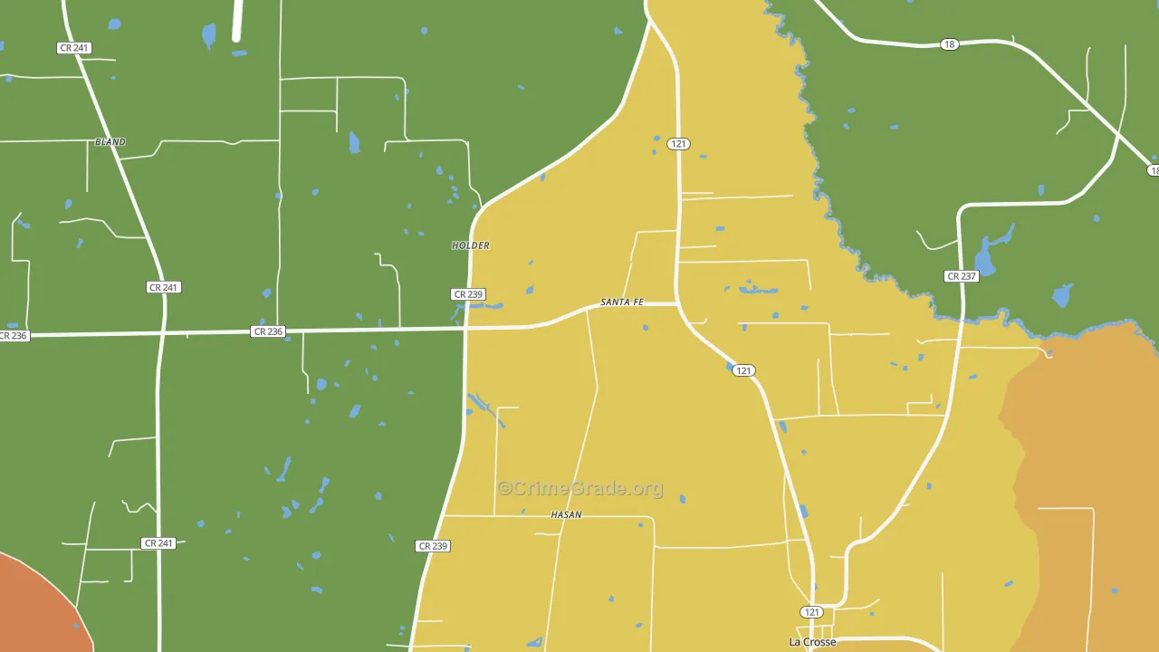 Santa Fe, FL Map of Burglary Rates