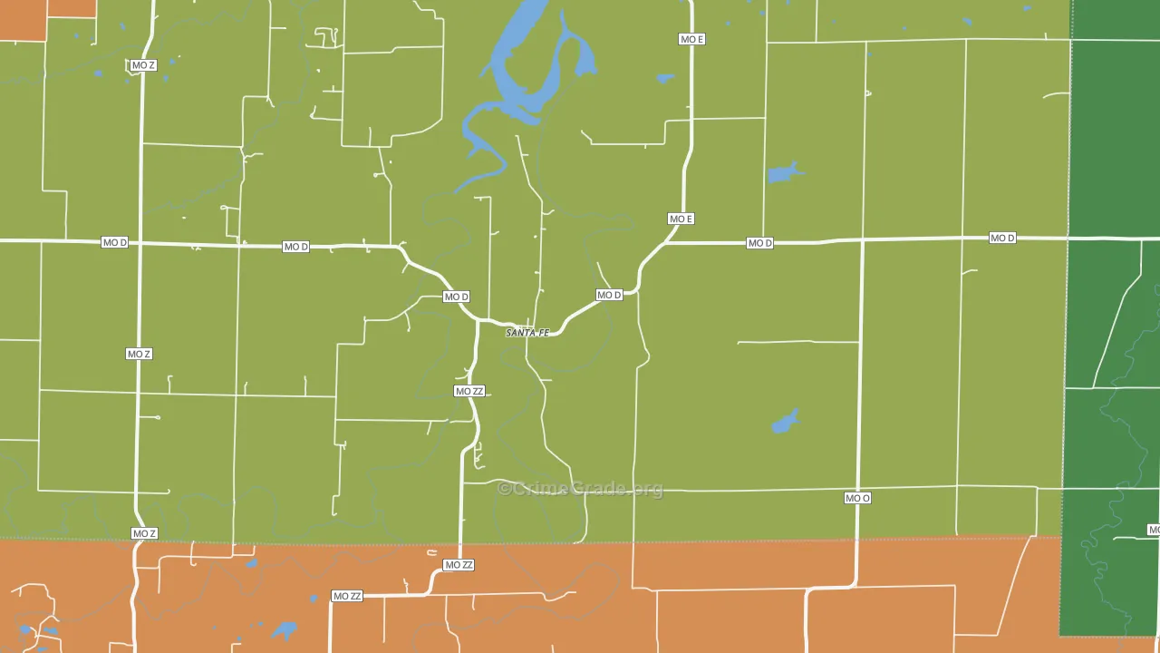 Santa Fe, MO Map of Burglary Rates
