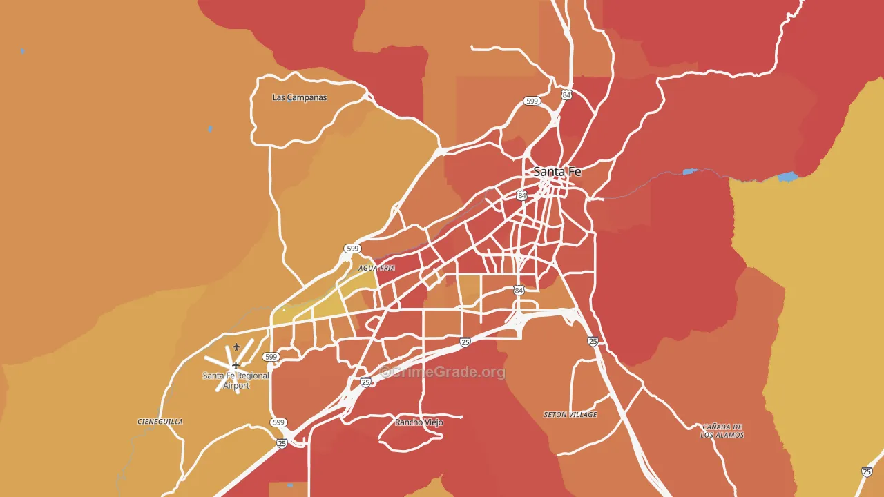 Santa Fe, NM Map of Burglary Rates