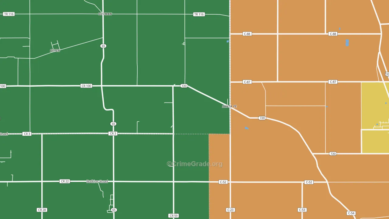 Santa Fe, OH Map of Burglary Rates