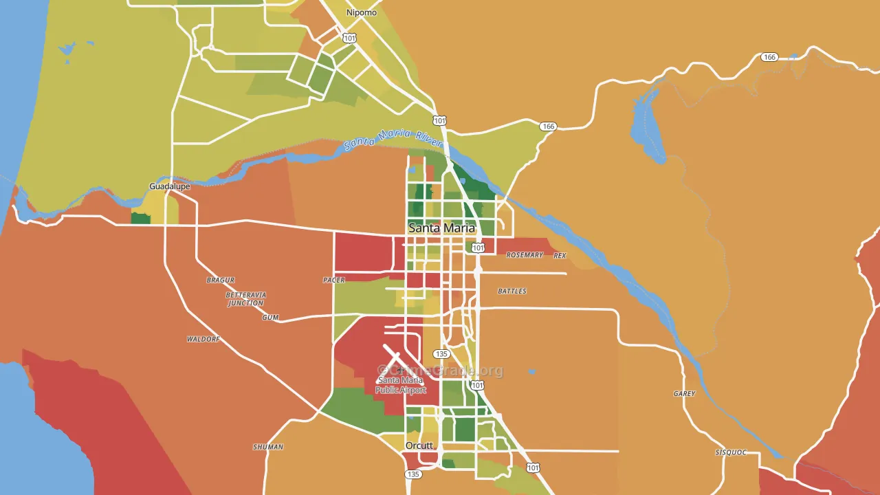 Santa Maria, CA Map of Burglary Rates
