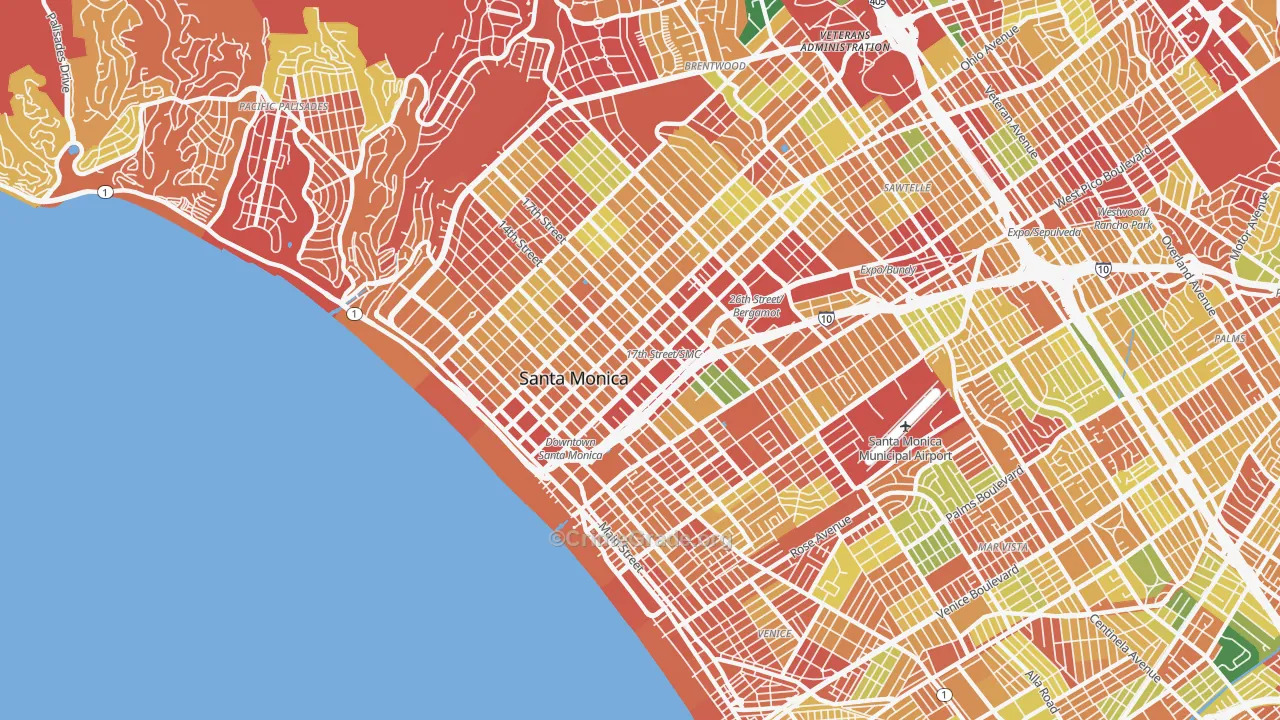 Santa Monica, CA Map of Burglary Rates