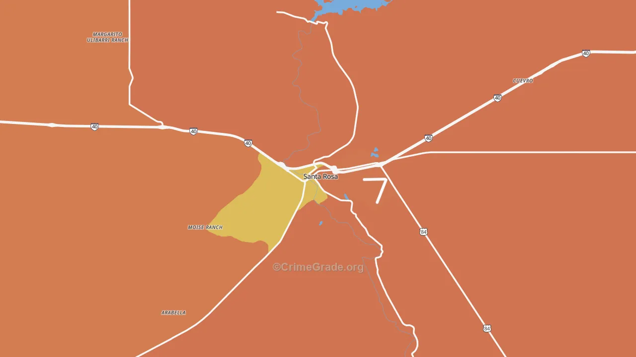 Santa Rosa, NM Map of Burglary Rates