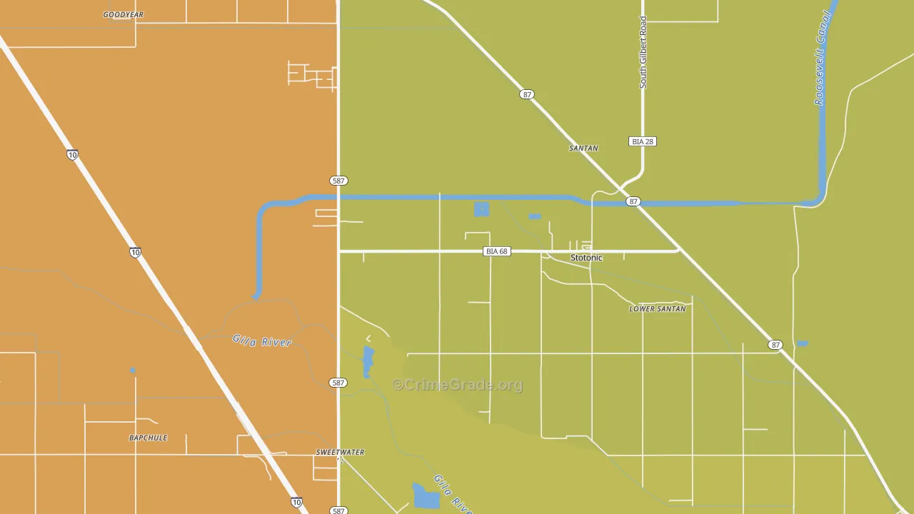 Santan, AZ Map of Burglary Rates