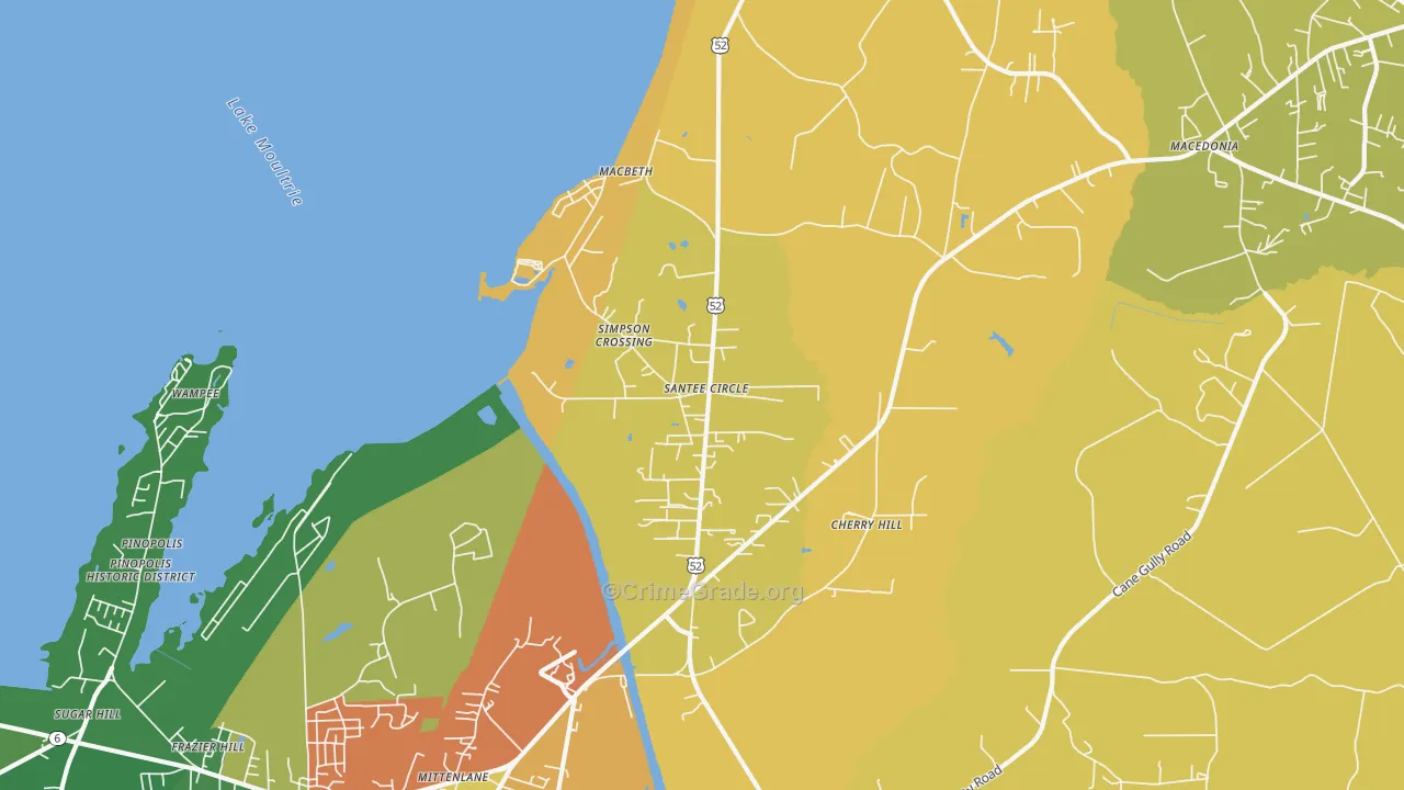 Santee Circle, SC Map of Burglary Rates
